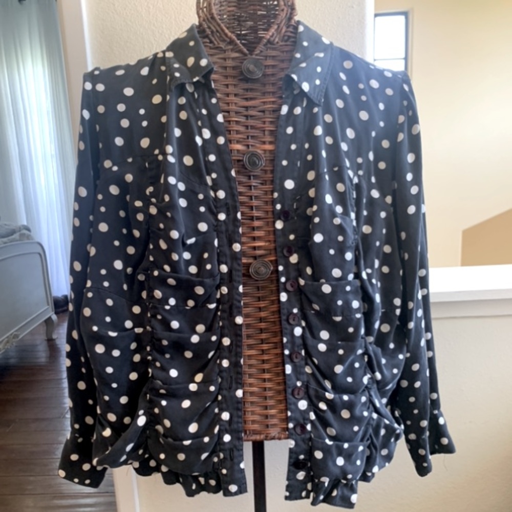 INC charcoaled color polka dot blouse size 18W